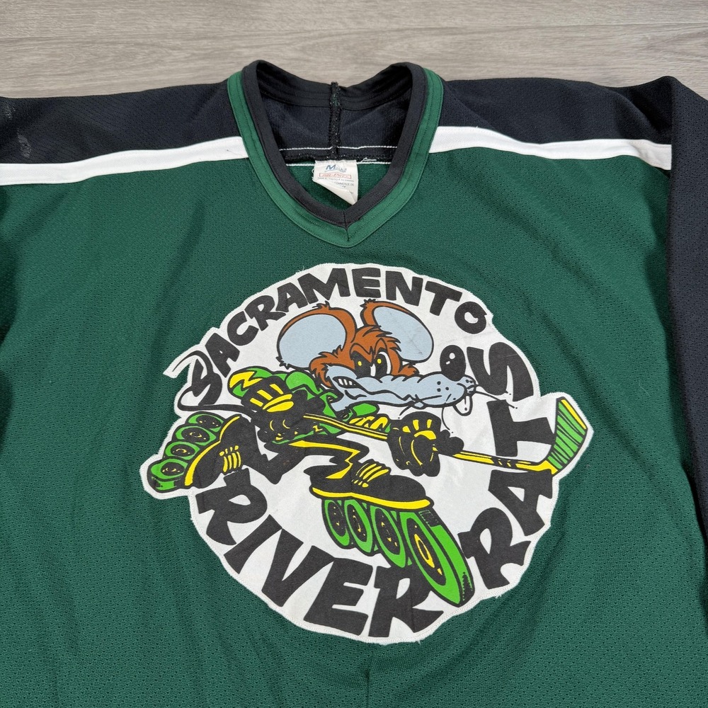 Vintage Sacramento River Rats Hockey Jersey Mens XL Green RHI Hockey CCM 90s - Picture 6 of 11